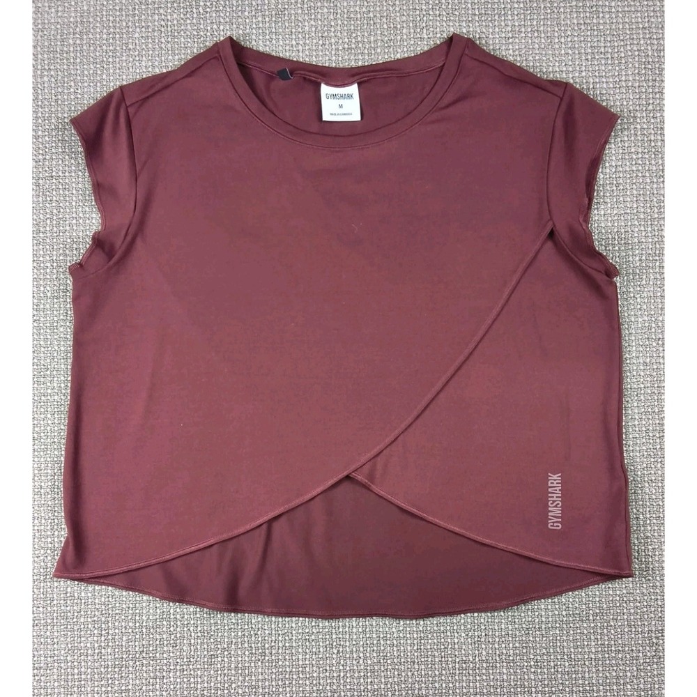 Gymshark Pause Women's Cropped Tulip Wrap T-Shirt Maroon size M